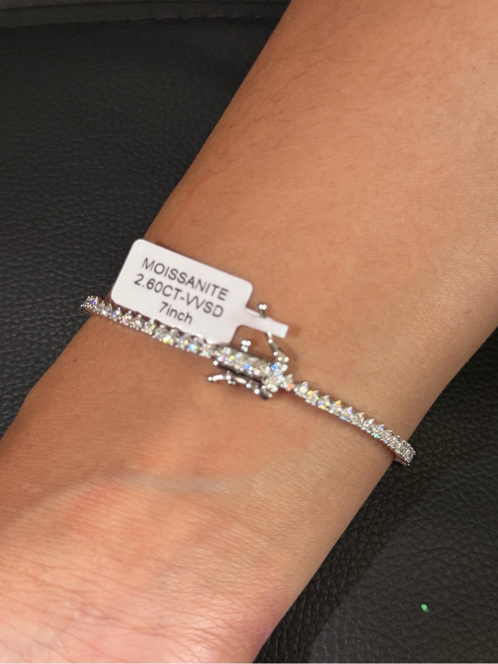 zinc Silver-Tone Moissanite Tennis Bracelet